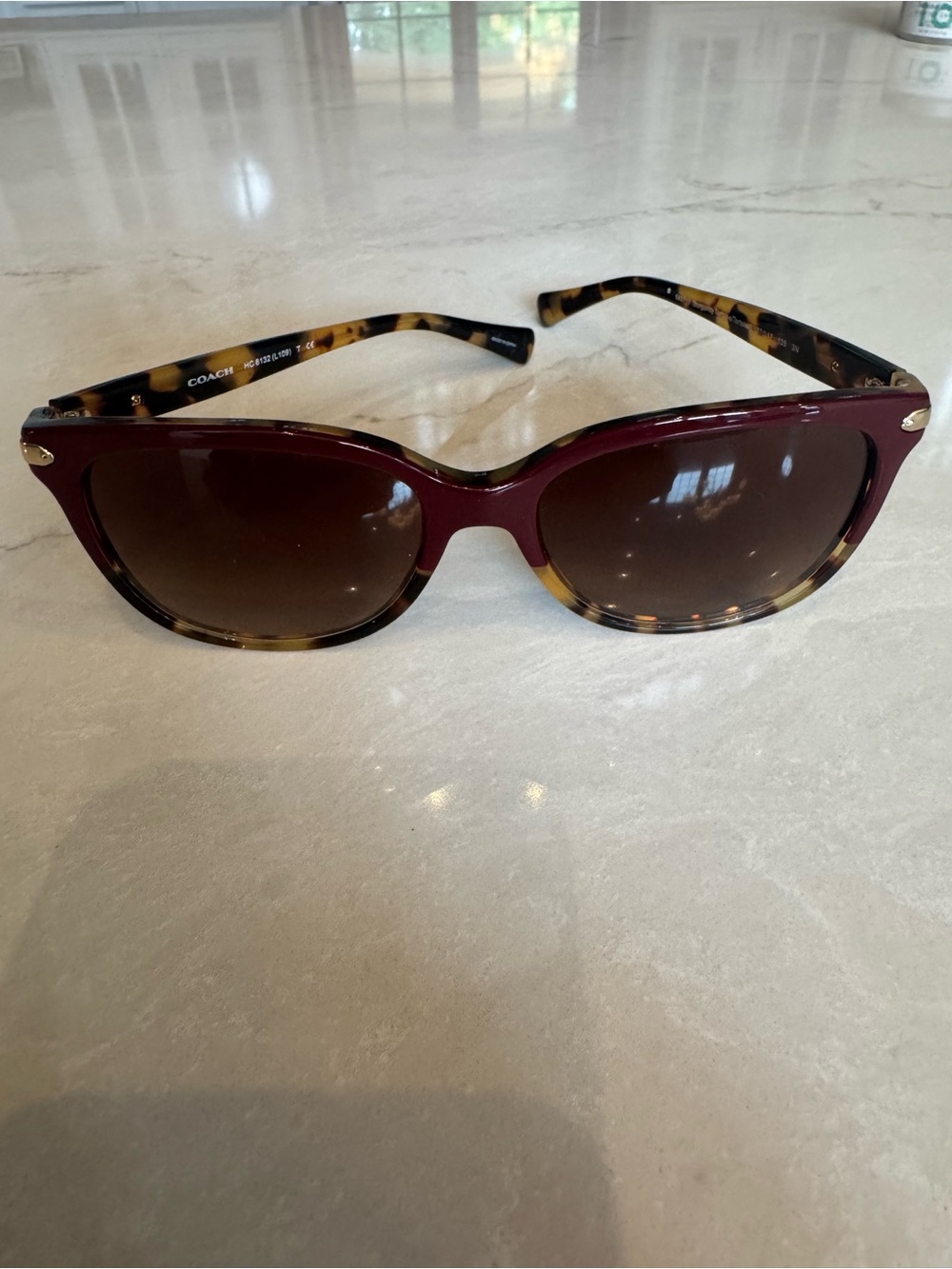 Coach Burgundy and Tortoiseshell Cat-Eye Sunglasses - Picture 2 of 10